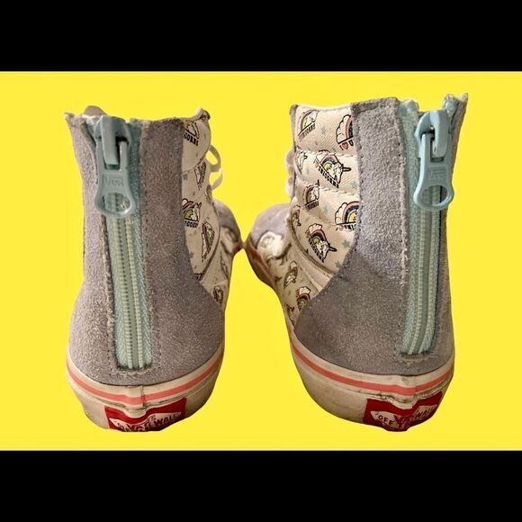 Vans I Love Unicorns Rainbow Mid Zip From Heel Cute Girls Shoes Size 2.5. - Picture 9 of 12
